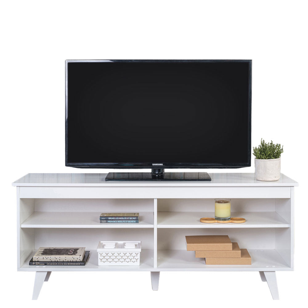 
                  
                    Load image into Gallery viewer, MADESA TV STAND CABINET WITH 4 SHELVES AND CABLE MANAGEMENT, TV TABLE UNIT FOR TVs UP TO 55 INCHES, WOODEN, 23&amp;#39;&amp;#39; H X 15&amp;#39;&amp;#39; D X 53&amp;#39;&amp;#39; L – WHITE
                  
                